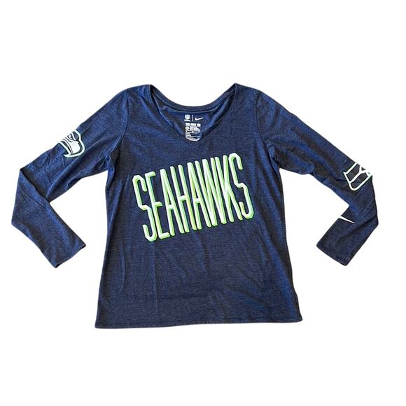 Nike Seattle Seahawks Women's Long Sleeve V-Neck T-shirt Size XL - Picture 2 of 9